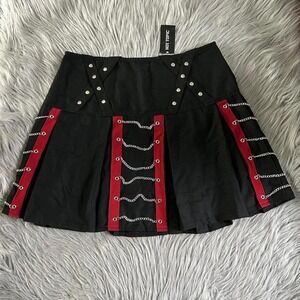 Social Collision Black Pleated‎ Chain Skirt Womens Size XL